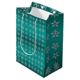 Sacola Para Presentes Média Feliz Floco de Neve de Natal