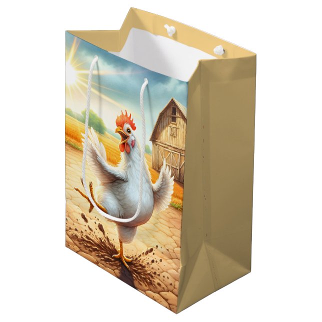 Sacola Para Presentes Média Feliz Frango de Aniversário (Frente inclinada)