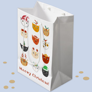 Sacola Para Presentes Média Feliz Gato Feliz Feriados de Natal