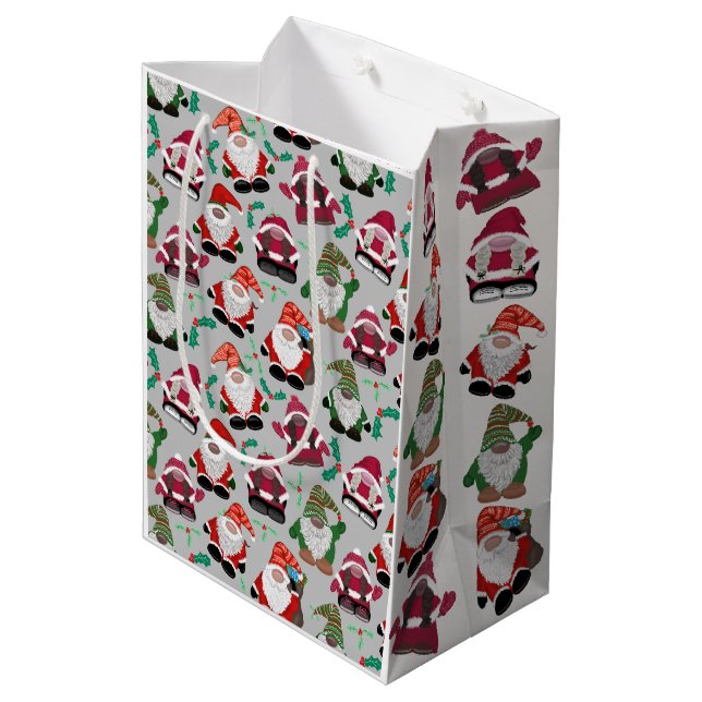 Sacola Para Presentes Média Feliz Gonkmas! Design de Natal para amantes das gô (Verso inclinado)