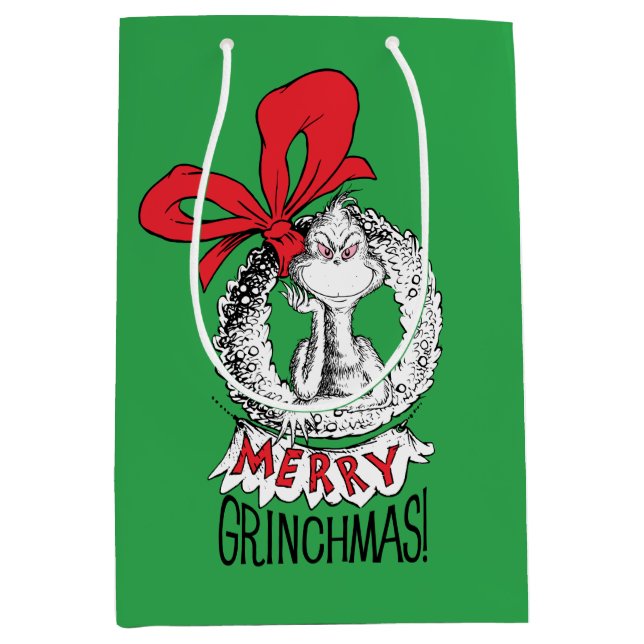 Sacola Para Presentes Média Feliz Grinchmas Por Debaixo Do Grpolegadas (Frente)