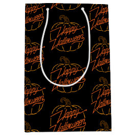 Sacola Para Presentes Média Feliz Halloween Neon Gift Bag