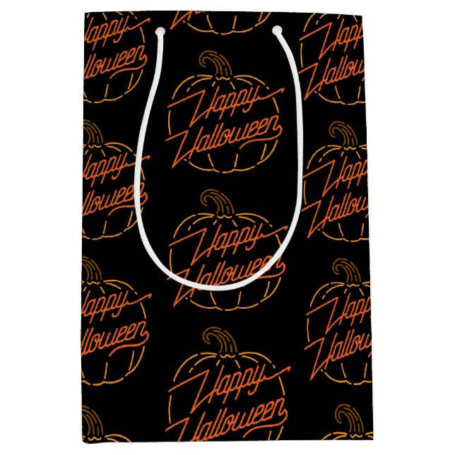 Sacola Para Presentes Média Feliz Halloween Neon Gift Bag (Frente)
