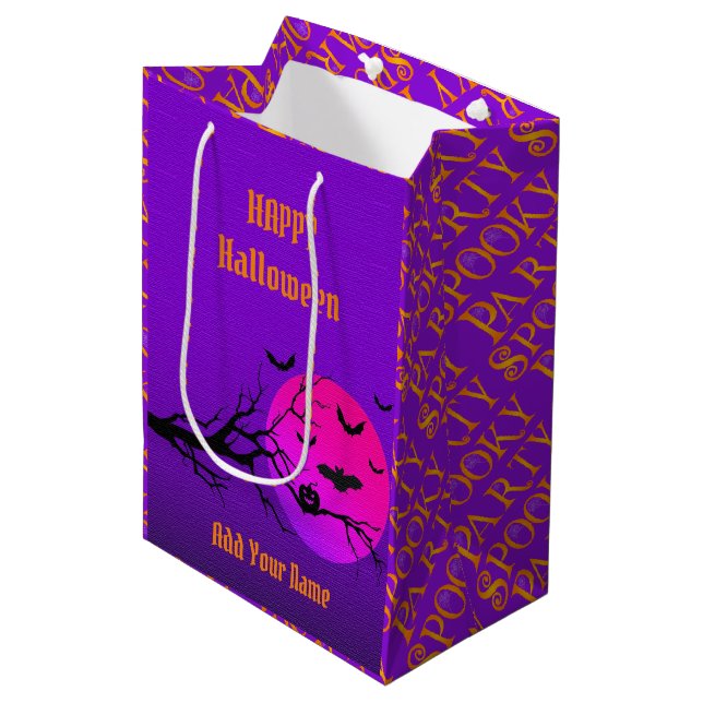 Sacola Para Presentes Média Feliz Halloween Spooky (Frente inclinada)