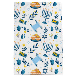 Sacola Para Presentes Média Feliz Hanukkah Menorah Gift Bag