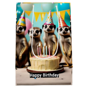 Sacola Para Presentes Média Feliz Meerkat Birthday,