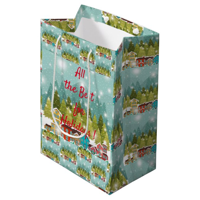 Sacola Para Presentes Média Feliz Natal (Frente inclinada)