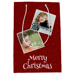 Sacola Para Presentes Média Feliz Natal 2 fotos e estrelas personalizadas