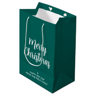 Sacola Para Presentes Média Feliz Natal Ano Novo Verde E Branco