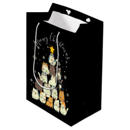 Sacola Para Presentes Média Feliz Natal Árvore de Gatos
