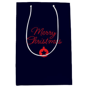 Sacola Para Presentes Média Feliz Natal Black Rock Blue Clássico Único