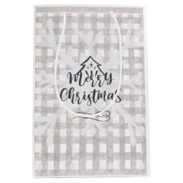 Sacola Para Presentes Média Feliz Natal Buffalo Check Gift Bag