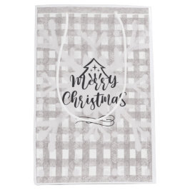 Sacola Para Presentes Média Feliz Natal Buffalo Check Gift Bag