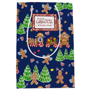 Sacola Para Presentes Média Feliz Natal Comboio Gingerpão Família de Marinhos
