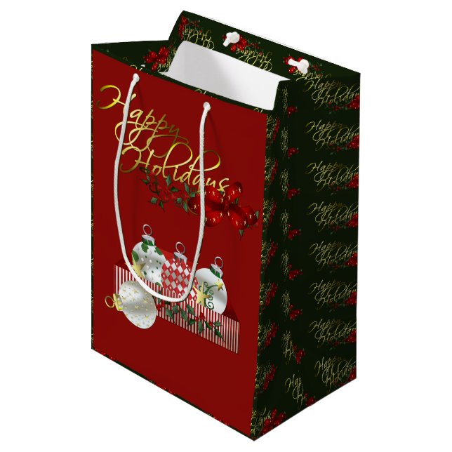 Sacola Para Presentes Média Feliz Natal de Férias (Frente inclinada)