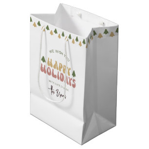 Sacola Para Presentes Média Feliz Natal de Férias Felizes com o Nome da Divers