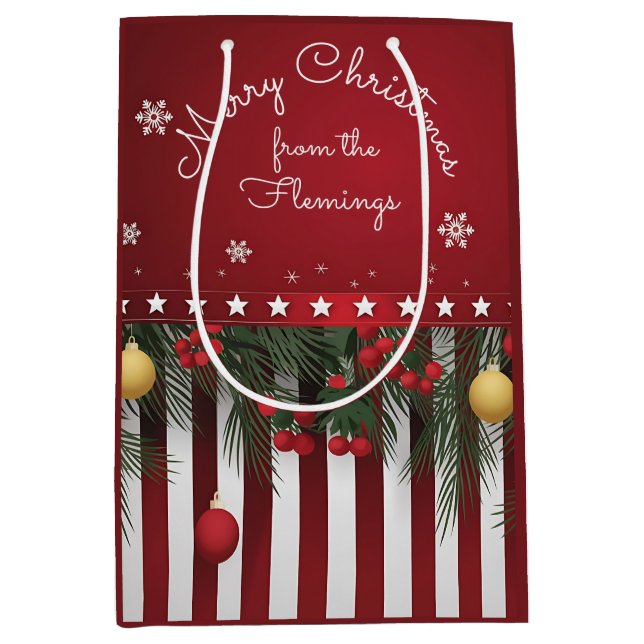 Sacola Para Presentes Média Feliz Natal de (sua família) (Frente)