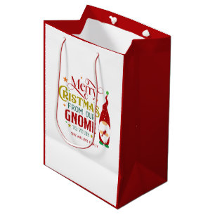 Sacola Para Presentes Média Feliz Natal Do Nosso Gnomo para O Seu Texto Retroa