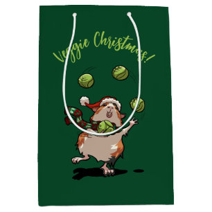 Sacola Para Presentes Média Feliz Natal do Porco da Guiné! Sprout Juggler