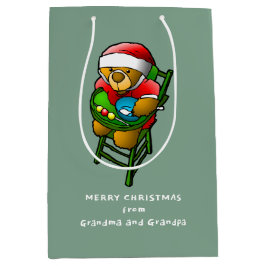 Sacola Para Presentes Média Feliz Natal do Urso de Pelúcia