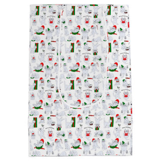 Sacola Para Presentes Média Feliz Natal dos Gatos