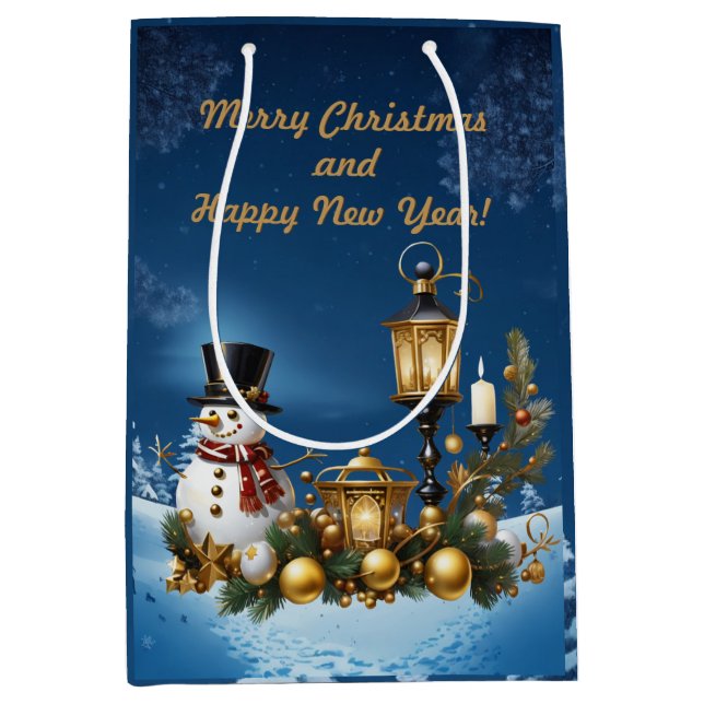 Sacola Para Presentes Média Feliz Natal e Feliz ano novo! (Frente)