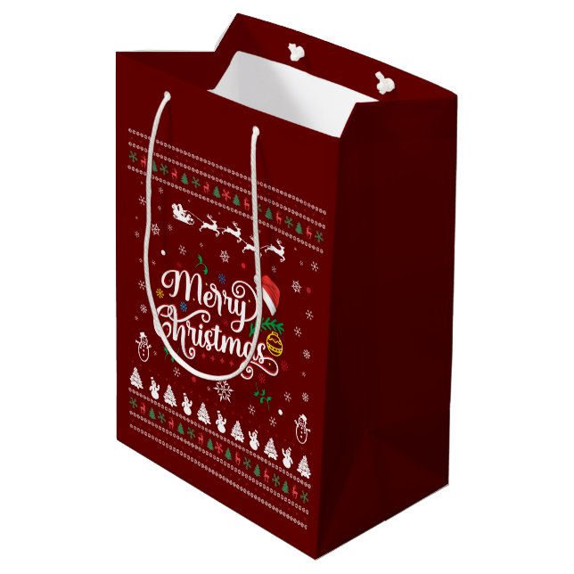 Sacola Para Presentes Média Feliz Natal Engraçado (Verso inclinado)