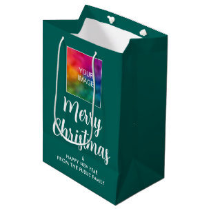 Sacola Para Presentes Média Feliz Natal Feliz Ano Novo Adicionar Logotipo Ou I