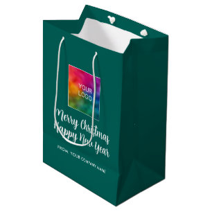 Sacola Para Presentes Média Feliz Natal Feliz Ano Novo Logotipo Moderno