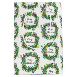 Sacola Para Presentes Média Feliz Natal Férias Wreath