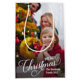 Sacola Para Presentes Média Feliz Natal Foto Personalizada Simples