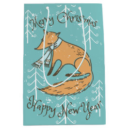 Sacola Para Presentes Média Feliz Natal Fox Cozy