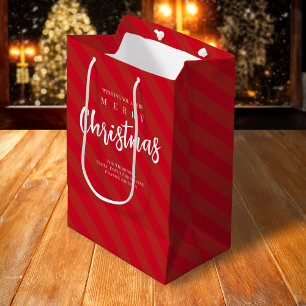 Sacola Para Presentes Média Feliz Natal, Frio Branco, Vermelho Cinzento, Diver
