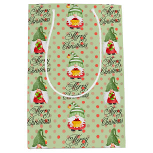 Sacola Para Presentes Média Feliz Natal Gnomo E Pontos