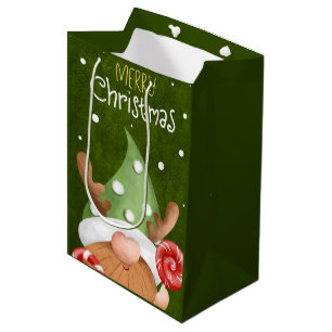 Sacola Para Presentes Média Feliz Natal Gnomo Saco Médio do Presente