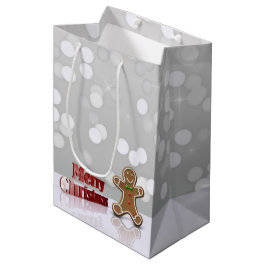 Sacola Para Presentes Média Feliz Natal Pão-Gengala Homem Saco de Presente Méd