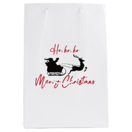 Sacola Para Presentes Média Feliz Natal Papais noeis Sleigh e Reindeer