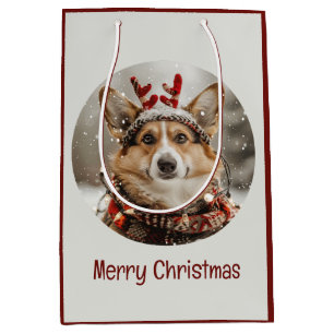 Sacola Para Presentes Média Feliz Natal Pembroke Welsh Corgi