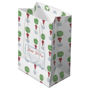 Sacola Para Presentes Média Feliz Natal, Pré-Disquete Árvore Tópico Obrigad