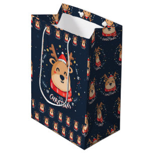 Sacola Para Presentes Média Feliz Natal Rudolph