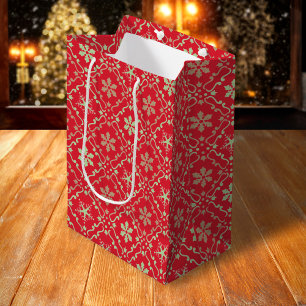 Sacola Para Presentes Média Feliz Natal Simples Script Minimalista Floco de Ne
