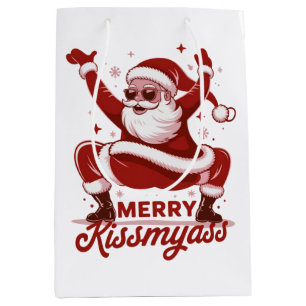 Sacola Para Presentes Média Feliz Natal Snarky Kissmyass Sarcástico Papai Noel