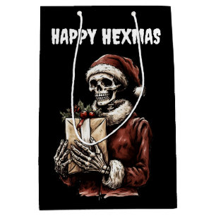 Sacola Para Presentes Média Feliz Natal Spookey Skeleton Gótico
