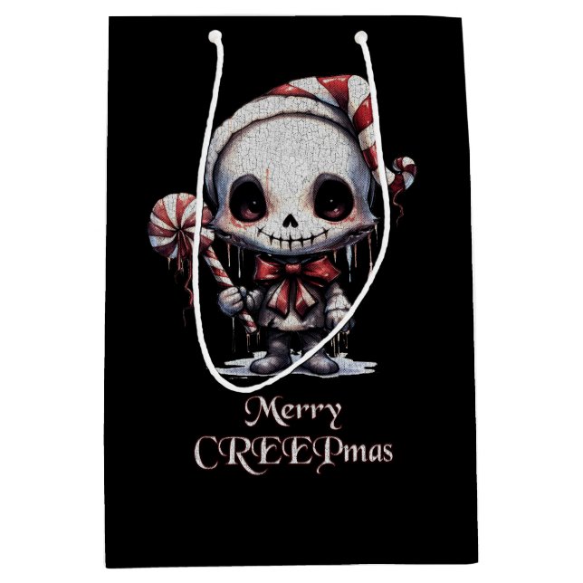 Sacola Para Presentes Média Feliz Natal Spooky Gothic (Frente)