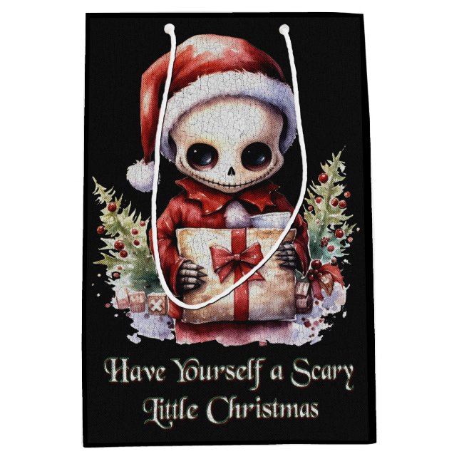 Sacola Para Presentes Média Feliz Natal Spooky Gothic (Frente)