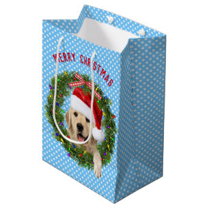 Sacola Para Presentes Média Feliz Ouro de Natal para sempre no bolinhas
