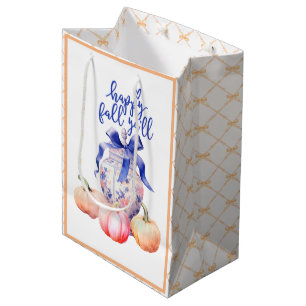 Sacola Para Presentes Média Feliz outono Y Chinoiserie Ginger Jar Pumpkins