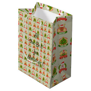 Sacola Para Presentes Média Feliz Papai noel de Natal