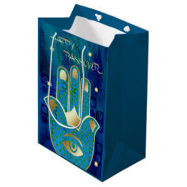 Sacola Para Presentes Média Feliz Passover. Símbolo Hamsa Lucky