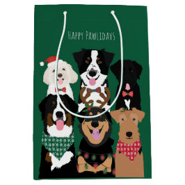 Sacola Para Presentes Média Feliz Pawlidays Cachorros de Natal Fofos